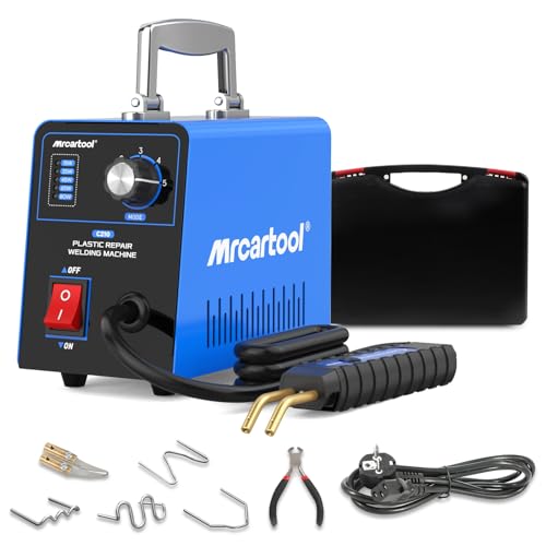 MRCARTOOL Plastic Welding Kit with 600pcs Hot Staples 15W-80W Adjustable | For Car Bumper Repair, 5 Power Levels, LED Light, 1.5m Cord, Heat Dissipation