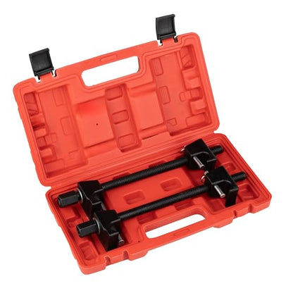 Heavy-Duty Strut Spring Compressor Tool Set, 2-Piece Automotive Coil Spring Compression Tool with Safety Pins & Carrying Case, Fits 3/4”/19mm Springs