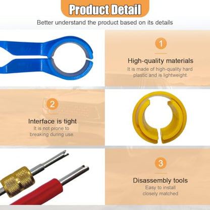 16PCS Fuel Line Disconnect Tool Set, AC Fuel Line Removal Master Quick Disconnect Kit with Valve Core Remover, 1/4 to 7/8 Inch, Fits Car AC, Fuel & Transmission Oil Cooler Lines, Universal Repair Tool