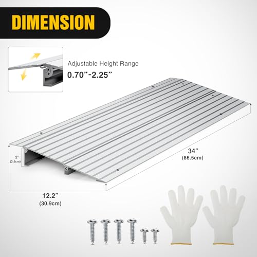 Nilight Door Threshold Ramp, 2" Rise Portable Aluminum Wheelchair Door Entry Ramps for Doorways Stairs Home Steps - size: 2" Rise