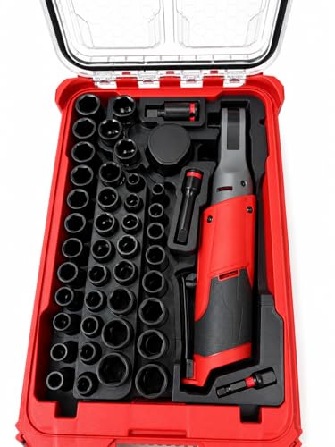 Packout Insert Organizer compatible with Milwaukee M12 FUEL 3/8 High Speed Ratchet 2567-20 and SHOCKWAVE 43-Piece Socket Set 49-66-7009, Tool Tray for PACKOUT Case 48-22-8435