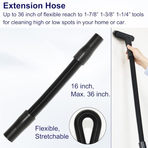 Portek 1-7/8” 1-3/8" 1-1/4" Vacuum Attachments with Adapters as Shop Vac Wet Dry Car Details Cleaning Kit, 1 1/4" Vacuum Accessories 1 3/8" 1 7/8" Adapters
