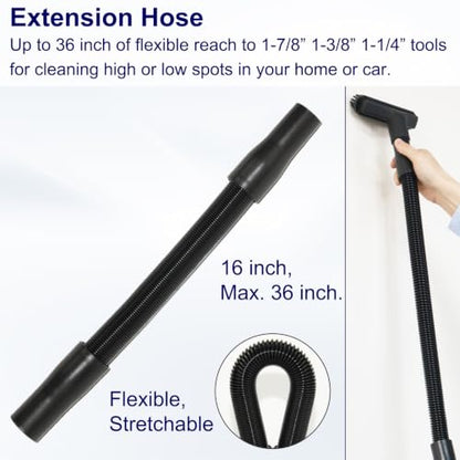 Portek 1-7/8” 1-3/8" 1-1/4" Vacuum Attachments with Adapters as Shop Vac Wet Dry Car Details Cleaning Kit, 1 1/4" Vacuum Accessories 1 3/8" 1 7/8" Adapters