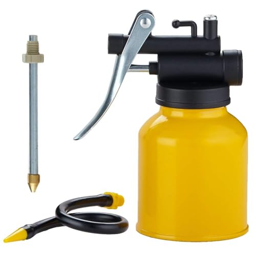 Hand Pump Oiler Can Professional Level 8 oz. Capacity Pump Oiler with Metal & Long Flex Spout