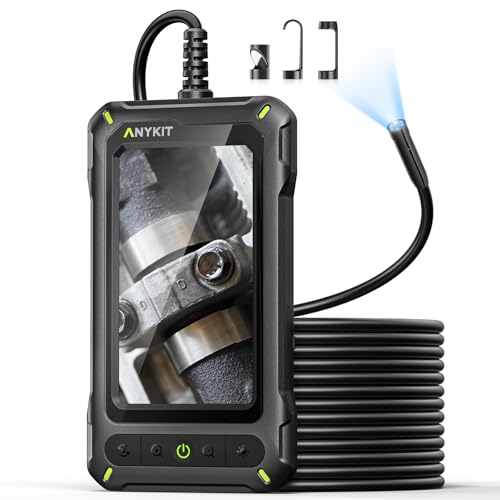 Anykit Endoscope Camera with Light, 1080P Industrial Endoscope Camera | 4.3 Inch HD Screen, 0.3 Slim Probe, in 16.5 FT Semi-Rigid Probe, IP67 Waterproof for Engine Pipe Wall Inspection