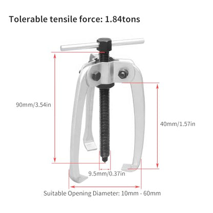 3 Jaw Puller 2.25in/60mm Universal Bearing Gear Pullers | Heavy Duty Extractor Tool, High Carbon Steel Puller, Adjuestable Pulley Removal Tool for Bearings/Flywheels/Pulleys Remove - size: Micro 3Jaw 0.4-2.25 In