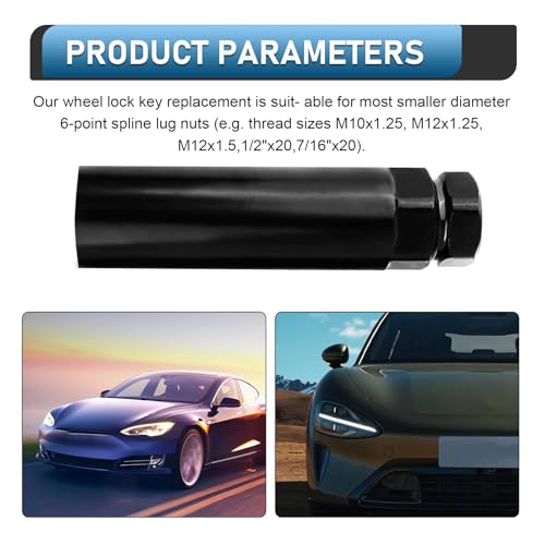 6 Spline Lug Nut Socket, Steel Spline Socket Set, Lug Nut Removal Tool, Wheel Locks Nuts Key for 19 mm (3/4 Inch) & 21 mm (13/16 Inch) Hex Sockets Wrench (Black)