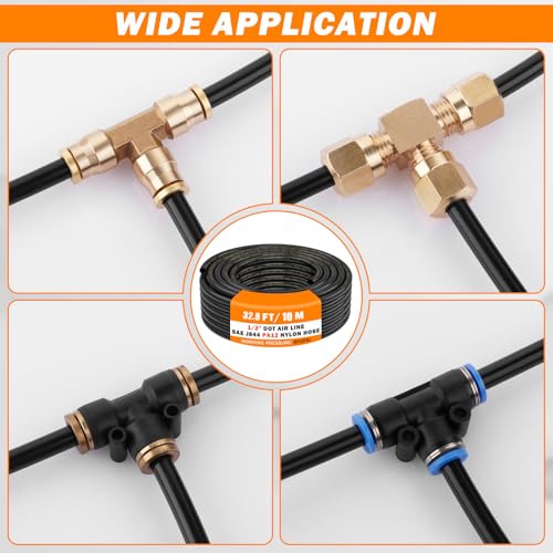 CheeMuii 32.8 FT 1/2" DOT Air Line Air Hose PA12 Nylon 1/2 Pneumatic Tubing SAE J844 DOT Air Hose 10 Meter 1/2 Inch OD Pneumatic Air Tubing Pipe Hose Line - size: 1/2"OD-32.8FT-Single Layer