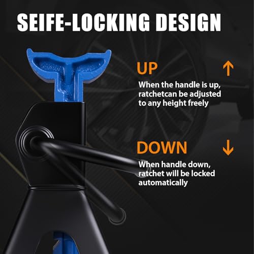 ANTPOWER 2.5 Ton Jack Stands 5,000 lb Capacity Car Lifting Stand 1 Pair (Not Suitable for SUV,Truck) Blue and Black (2.5T jackstand) - style: 2.5T jackstand