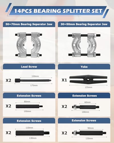 DAYUAN Pull and Press Sleeve Kit with 28 Pcs Bundle with 14pcs Bearing Separator Puller Set