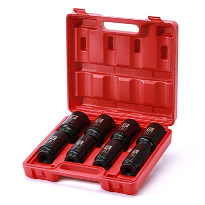 EMENTOL 8PCS 1/2" Drive Deep Spindle Axle Nut Impact Socket Set, CR-MO, 12 Point, Metric, Deep Socket Impact Socket Set-29,30 32, 34, 35, 36, 38, 39mm - size: 8PCS (29mm - 39mm)