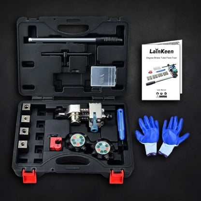 LainKeen Brake Line Flaring Tool Kit for 45 and 37 Degree Single, Double and Bubble Flares,Brake Line and Tubing Flaring Tool for 3/16", 1/4", 5/16",3/8" Tubes