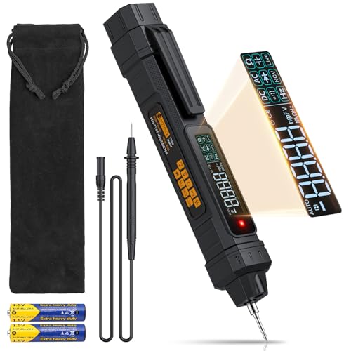 Neoteck 2 in 1 Pen Type Digital Multimeter Non-Contact Voltage Tester 6000 Counts Intelligent Multimeter with LCD Display for AC/DC Voltage Resistance Diode Continuity Capacitance Frequency - color: Black, size: 6000 Counts