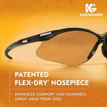 KleenGuard™ V30 Nemesis™ Safety Glasses (25679), with KleenVision™ Anti-Fog Coating, Clear Lenses, Black Frame, Unisex for Men and Women (Qty 12)