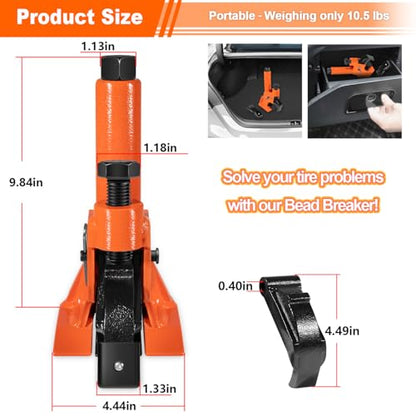LAIKOU Upgraded Manual Tire Bead Breaker with Rubber Pad Fits 38"- 42" Tires for ATVs UTVs Tractors Trucks Cars Bus, Heavy Duty Bead Breaking Easy Operated Tire Repair Removal Changer Portable Tool