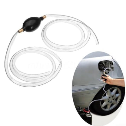 Manual Siphon Pump 1M Hose 8MM for Fuel Transfer - Rubber Bulb Liquid Extractor for Car Oil Water Tank Drainage Kit