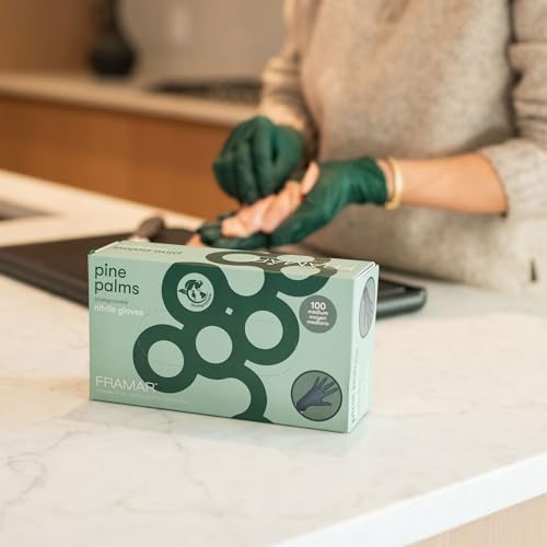 FRAMAR Biodegradable Green Gloves Latex Free Large – Disposable Nitrile Gloves Large, Cleaning Rubber Glove Disposable, Non Latex Hair Dye Glove 100 Pk - size: Large
