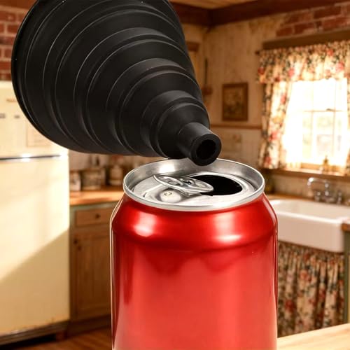 Funnels for Kitchen Use, Food Grade Silicone Collapsible Kitchen Funnel (Black) - color: 1-Black