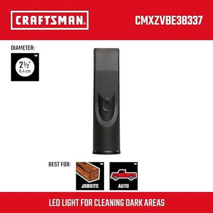CRAFTSMAN CMXZVBE38337 2-1/2 in. LED Lighted Car Nozzle Vacuum Attachment | Industrial-Grade Shop Vacuum Accessory for Illuminating Dark Areas While Cleaning, Fits 2-1/2 in. Hose Diameter - style: LED Car Nozzle