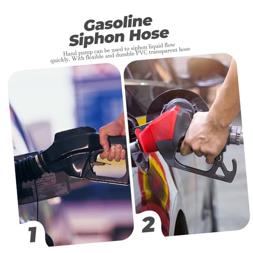 Manual Siphon Hand Pump with Transparent PVC Hose Clamps and Switch Valve for Fuel Oil Water Transfer and Easy to Use Pump Kit for Automotive and Fish Tank Liquid Flow