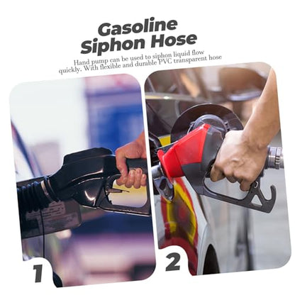 Manual Siphon Hand Pump with Transparent PVC Hose Clamps and Switch Valve for Fuel Oil Water Transfer and Easy to Use Pump Kit for Automotive and Fish Tank Liquid Flow