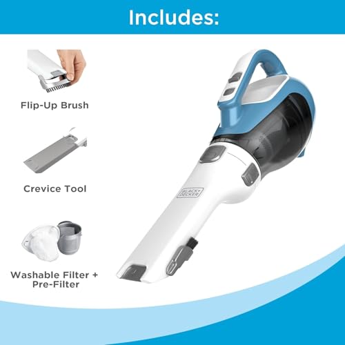 Black+Decker, Dustbuster AdvancedClean Handheld Vacuum Cordless, Compact Home and Car Vacuum with Crevice Tool, Rotating Nozzle and Charging Station - style: AdvancedClean