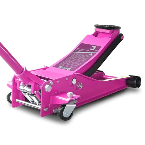 Auto Dynasty 3 Ton Low Profile Floor Jack, Heavy Duty Steel Hydraulic Car Jack with Dual Pistons Quick Lift Pump, Hydraulic Racing Floor Jack, Lifting Range 3" to 20", Purple - color: Purple, size: 3T Dual Pump