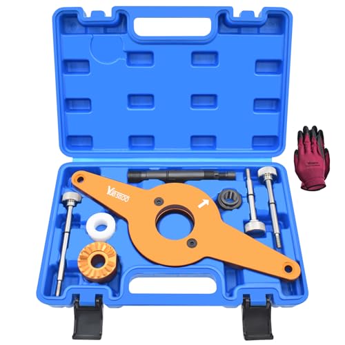 8pcs Vibration Damper Holding Tool Crankshaft Pulley Removal Shock Absorber, Compatible with Audi, Seat, Skoda, VW 1.8/2.0 4V TFSI EA888 Gen 1/2/3, Replace T10531, With Carrying Case & Glove