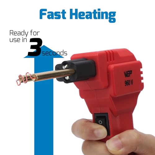 WEP 960-V Red Plastic Welder Kit 110V with LED Lights with 200 Hot Staples and Pliers for Car Bumper Plastic Welding, Plastic Gas Tank Repair, a Great Automotive Tools for Mechanics - color: Red