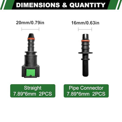 2 Sets Fuel Line Quick Connect Straight Fittings, 7.89mm to ID 6mm | Nylon Fuel Line Connectors Straight Pipe Connector, Quick Release Fuel Connector - color: 2 Sets Fuel Line Quick Connect SAE 7.89mm to ID 6mm