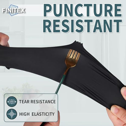 FINITEX - Black Nitrile Disposable Gloves, 5mil, Powder/Latex-Free, Medical Exam 100 PCS For Examination Home Cleaning Food Glove (X-Large) - size: X-Large