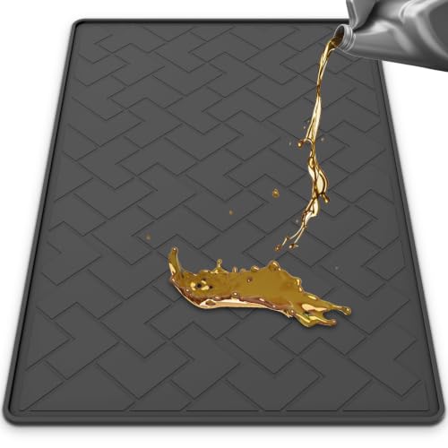 Oil Spill Mat for Garage, 60" x 37" Heavy Duty TPE Oil Change Mat with Raised Edge, Reusable Oil Drain Pan, Waterproof, Oil-Proof, Non-Slip Under Car Mat,Protect Garage Surface from Spill & Stain | Oil Spill Mat