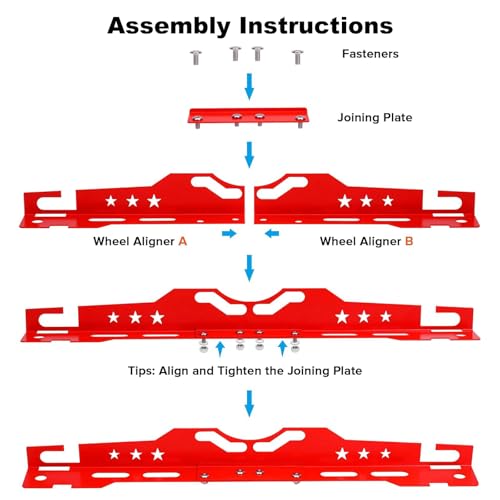 Universal Wheel Alignment Tool, Stainless Steel Toe & Camber Measuring Tool with Wrench and Tape Measure, for Cars, SUVs & Light Trucks (14mm/16mm Lug Nuts) - color: Red