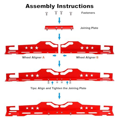 Universal Wheel Alignment Tool, Stainless Steel Toe & Camber Measuring Tool with Wrench and Tape Measure, for Cars, SUVs & Light Trucks (14mm/16mm Lug Nuts) - color: Red