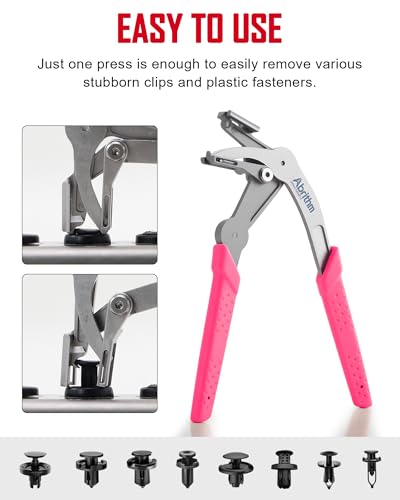 Car Clip Pliers, Panel Clip Removal Pliers, Professional Plastic Fastener Removal Tool for Screw Extractors Without Damage Rose Red - color: Rose Red