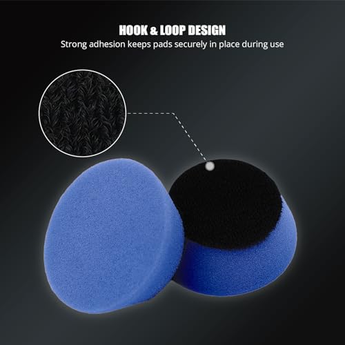 SPTA PRO Blue Mini High-Cut Foam Polishing Pad Sets, 5Pcs 2inch/50mm Sponge Polishing Buffing Pads, Car Foam Detail Polishing Pad Kit for Car Detail Polishing, Small Area Polishing -FF202-5 - color: 5Pcs Blue Moderate-Cut Pad, size: 2 Inch (50mm)