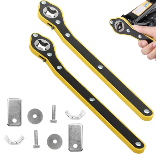 2 Pack Labor-Saving Car Jack Ratchet Wrench, 360° Swivel Long Handle Scissor Jack Tool, Cross Hex Rhombus Head for Car SUV Van