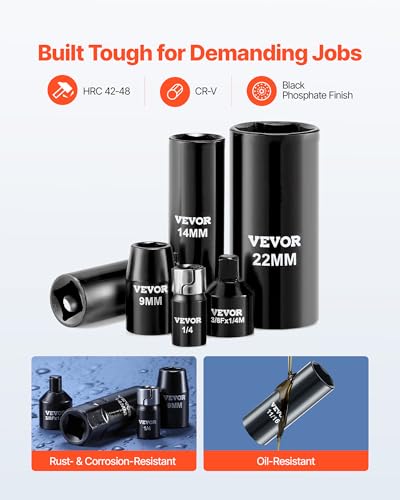 VEVOR 96 Piece 3/8" Drive Impact Socket Wrench and Bit Set, SAE (5/16" to 3/4") & Metric (8 to 22 mm), CR-V, Deep & Shallow, 6 Point, Ratchet, Universal Joint, Bit Holder, Adapters, Spark Plug Socket - style: 3/8" 96 PCS