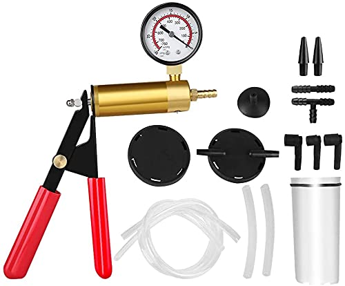 GOTOTOP Hand Held Vacuum Pump Tester Kit,Vacuum Pump Tester Brake Bleeder Set,Vacuum Pressure Pump Tester Tool Brake Fluid Bleeder Bleeding Kit for Car Motorbike Moped Motor Bike