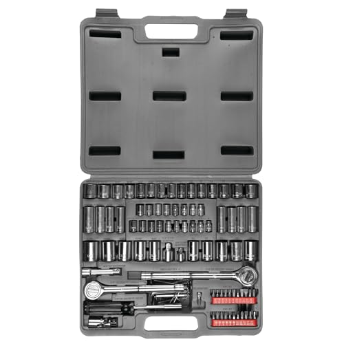 Performance Tool W1198 SAE/Metric 100-Piece Socket (1/4-Inch, 3/8-Inch & 1/2-Inch Drive) and Bit Set - size: 100-Piece (Pack of 1), style: Socket & Bit Set