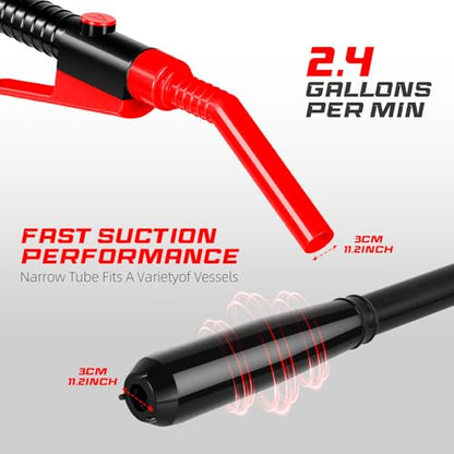 Portable Transfer Pump Battery Operated Electric Siphon Pump for Gas, Fuel, Diesel, Water Transfer 2.4 GPM Flow Oil Extractor, 47 Inches Hose-Easy to Use Hand Fuel Pump, Multi-Use Transfer Pump(Red) - color: 1 Pack Red 2
