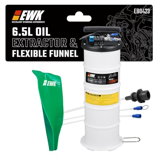 EWK Oil Change Bundle, 6.5L Pneumatic/Manual Fluid Extractor Pump + Flexible Reusable Funnel, Complete DIY & Pro Kit for Clean, Fast, Mess-Free Engine Maintenance - size: 6.5L + Flexible Oil Funnel