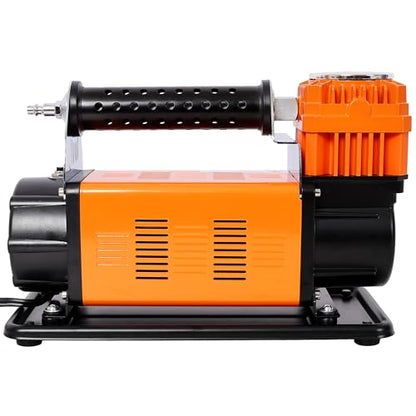 12V Heavy Duty Air Compressor: 150 PSI Tire Inflator with Pressure Gauge & 26FT Hose - Fast Inflation Pump for SUV & Truck Tires on Road Trips & Emergency Use