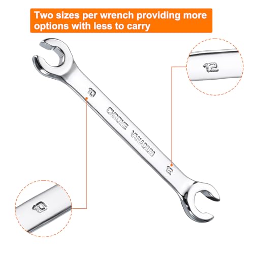 HARFINGTON Flare Nut Metric Wrench 10mm x 12mm CR-V Mirror Polished Chrome Plating Metric Wrench for DIY Hand-making Automotive Repairs and Household Maintenance - size: 10mm x 12mm