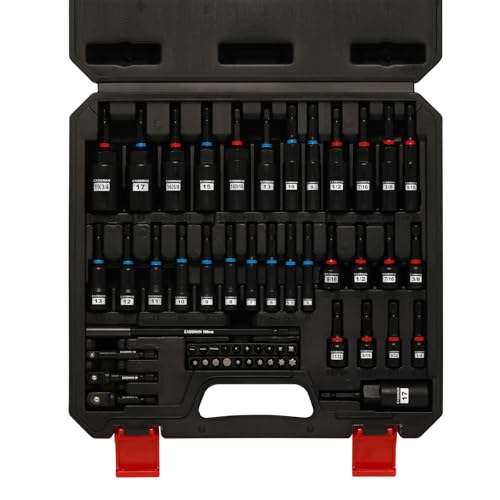 CASOMAN 55-Piece Magnetic Nut Driver Set for Impact Drill, Deep & Shallow, Metric & SAE, Includes Screwdriver Bits, Bit Extension Bar, Socket Adapters & Wing Nut Driver