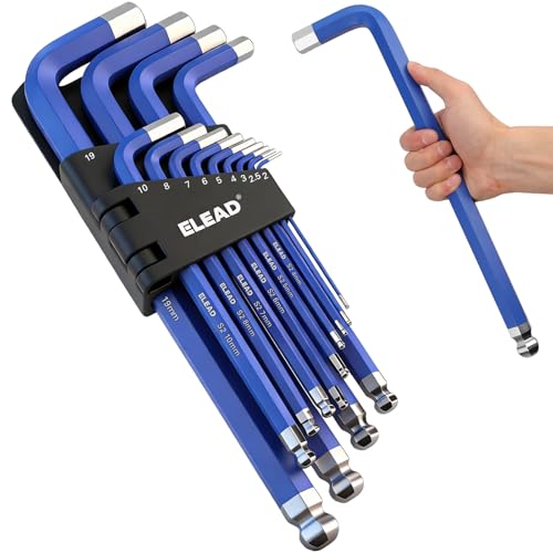 ELEAD Jumbo Hex Key Allen Wrench Set | 13-Piece Metric 2-19mm | Long Ball End Durable S2 | 4" - 13.5" Long | Automotive | Mechanic | Furniture | Professional Grade Tools - style: 13PCS Jumbo Metric
