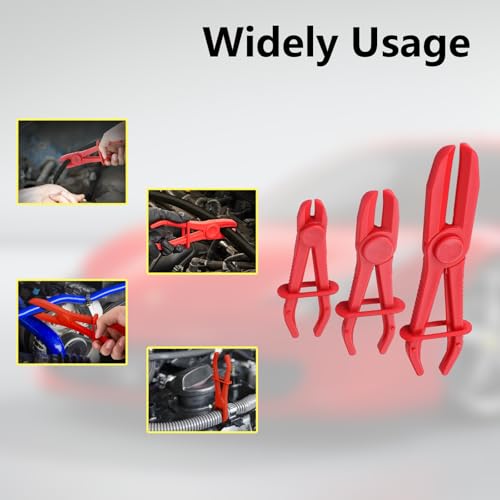6 Pack Automotive Oil Pipe Cut-off Pliers, 255 mm/185 mm/155 mm Three Sizes with 0-65 mm Opening Range Hose Pinch Off Pliers Set for for Fuel, Coolant & Brake Lines