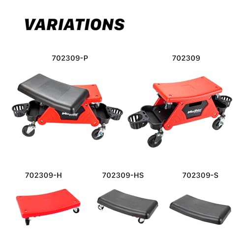 Maxshine 2-in-1 Modular Detailing Creeper Seat with Cushion – Rolling Creeper with Removable Cushion & Tool Tray – Heavy-Duty Polyethylene & Steel Frame, 4” Wheels - size: Complete Set