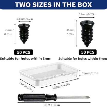 Tire Plugs Kit, 100PCS Tire Repair Rubber Nail kits Screw in Tyre Repair Plugs, Self-Service Vacuum Tyre Plug Screw Type, Tirefix Rubber Nails Kit Tool for Cars, Motorcycle, Trailer, Truck, ATV,RV - style: 100PCS