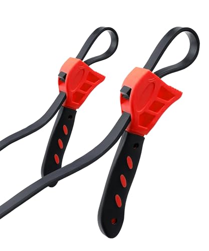 Oil Filter Wrench Set,Car Accessories Strap Wrench,Car Tool 24 Inch and 19.7 Inch Rubber Strap Wrenchs Plumbing,Adjustable Rubber Jar Opener,Suitable for Automobiles,Tractors (Red) - color: Red